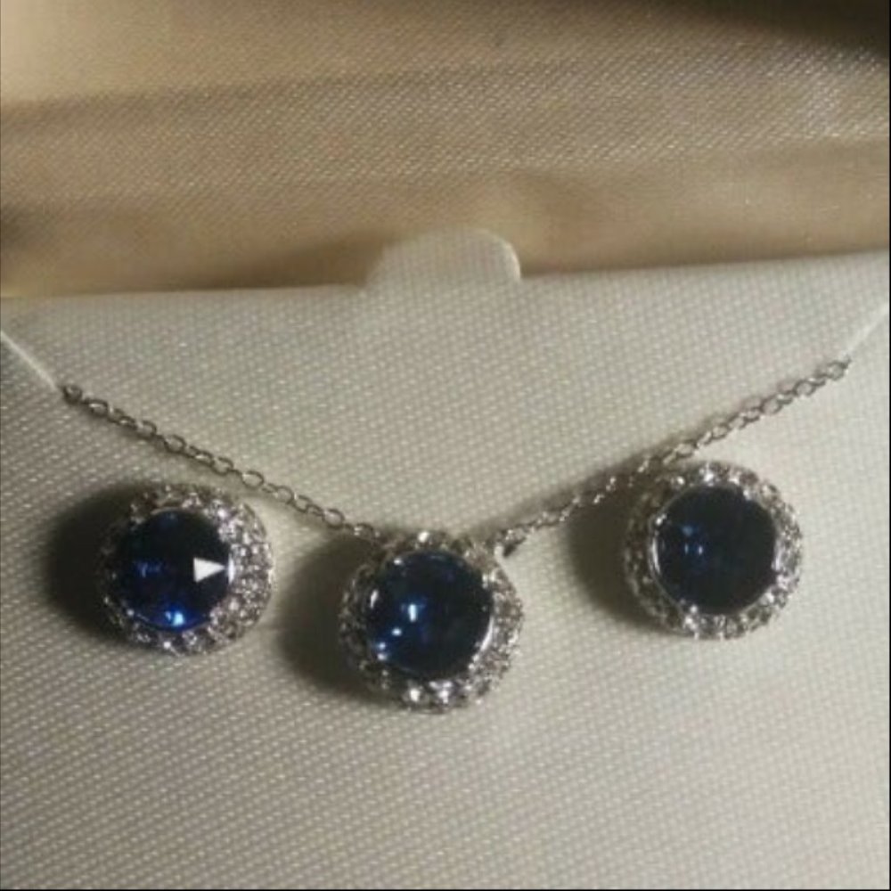 Sterling Silver Sapphire Set
